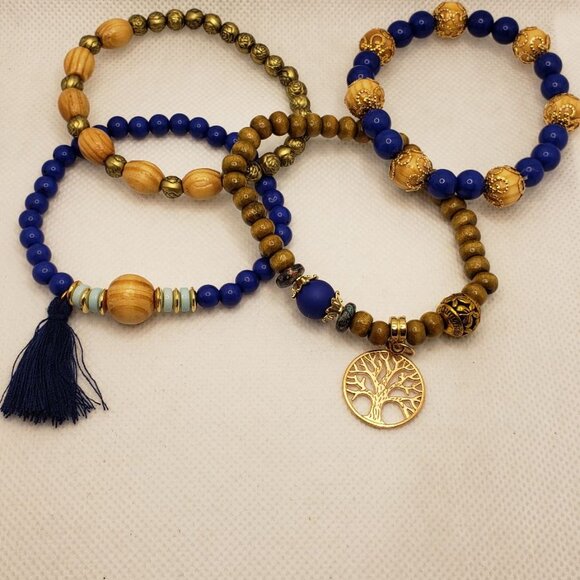 Multilayer Bracelet Tassel Tree of Life Shape Pendant Handmade Beads Stretchy Br - Picture 12 of 16